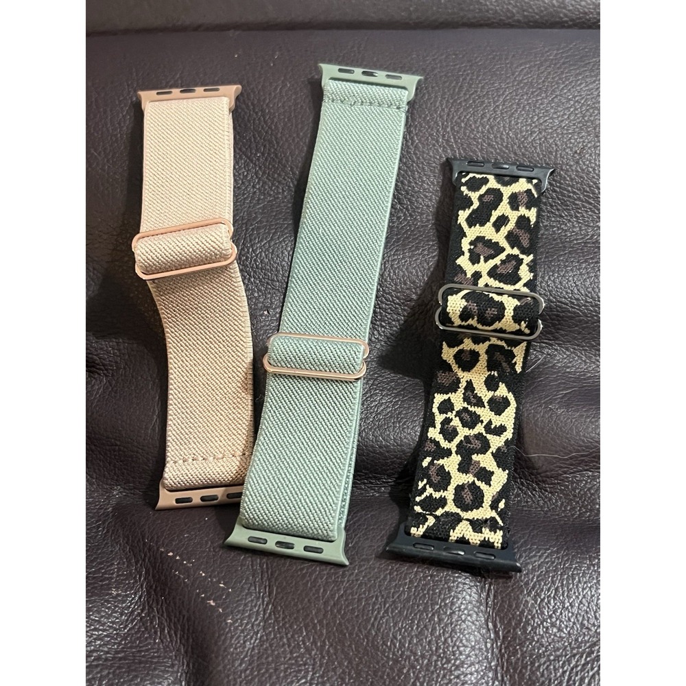 Apple iPhone Stretchy Watch Band - Set of 3 Watch Bands Cheeta Green Tan